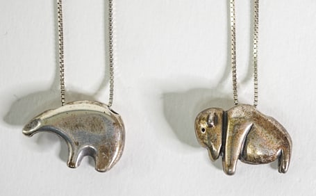 Murray Jackson Sterling Buffalo & Bear Necklaces