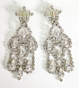 Vintage Rhinestone Chandelier Earrings
