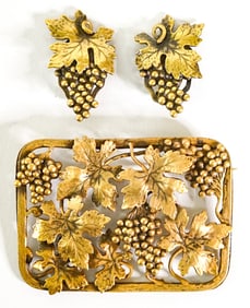 Joseff of Hollywood Grapes Brooch & Earrings