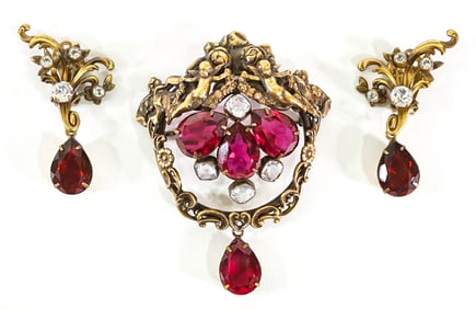 Large Joseff of Hollywood Brooch & Earrings