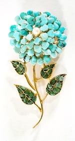 Swoboda Floral Brooch Layered Multi Stones
