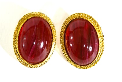 deLillio New York Large Amber Clip-On Earrings