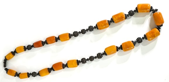 Large Impressive Amber Bead Necklace