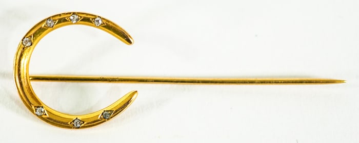 14k Gold Horseshoe Stickpin with Diamonds