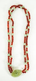 Carved Jade Beaded Necklace