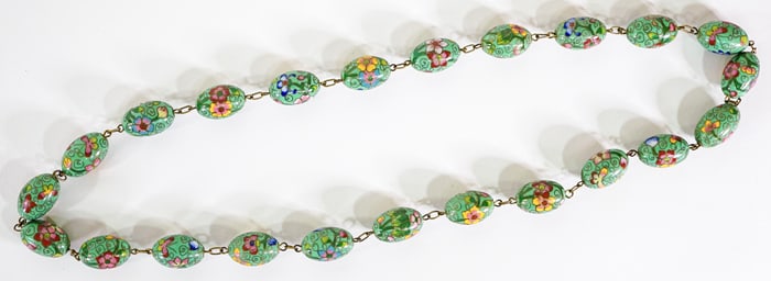 Vintage Chinese Cloisonne Large Bead Necklace