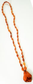 Amber Necklace with Large Center Pendant