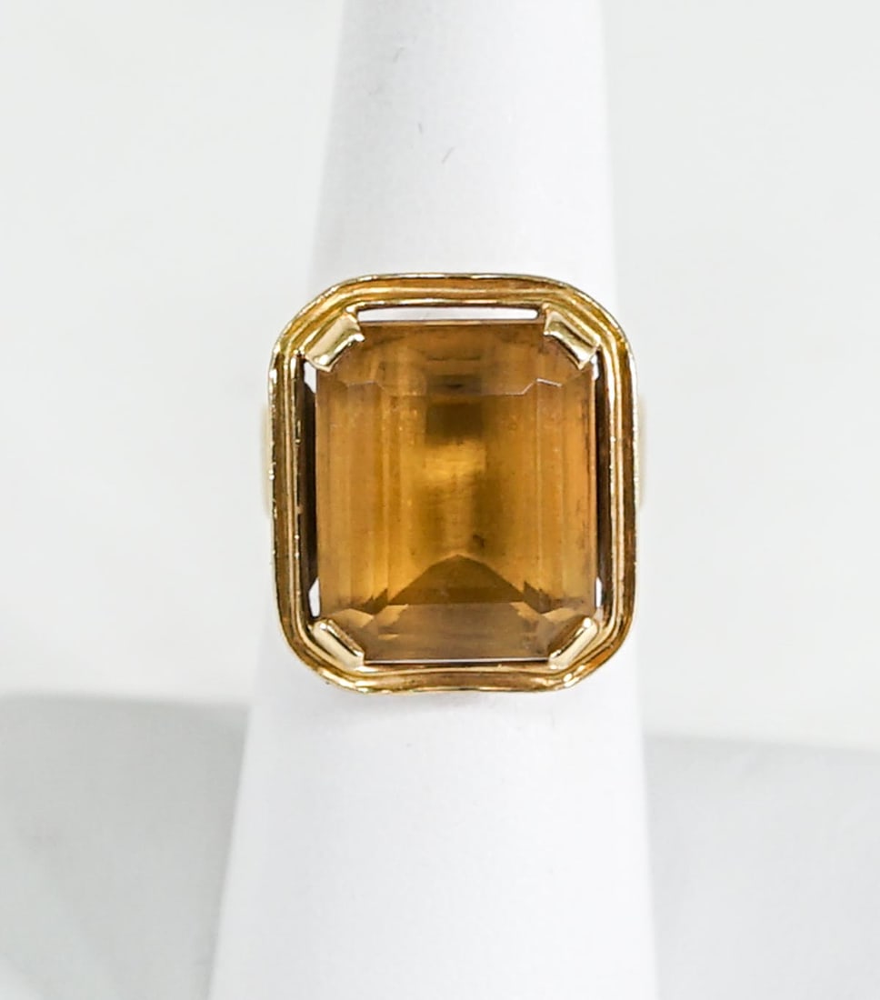 18k Yellow Gold Ring Citrine 5 ct. (1 of 5)