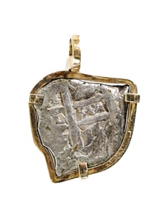 Spanish Treasure Coin Pendant-14k Gold Bezel