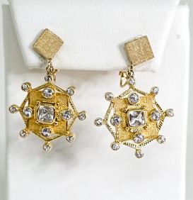 Paula Crevochay 18k Gold Earrings-White Sapphires