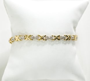 14k Yellow Gold & Diamond Tennis Bracelet
