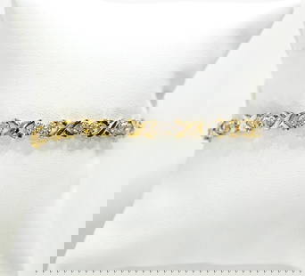 14k Yellow Gold & Diamond Tennis Bracelet: 14k Yellow Gold & Diamond Tennis Bracelet. Measures 7.5 inches length. Weighs 7.2 grams. Contains thirty diamonds approximately .05 ct. each. The absence of a condition report does not imply that the