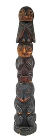 Native American Carved Wood 25IN Totem