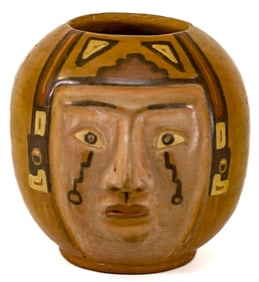 Small Native American 3.5 IN Face Pot