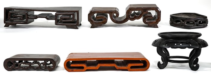 Asian Carved (6) Wood Stands