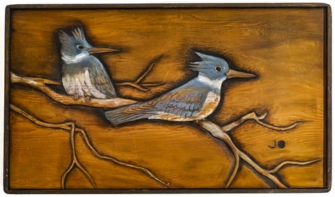 Jack Olson Wood Carving Framed [Birds on Branch]