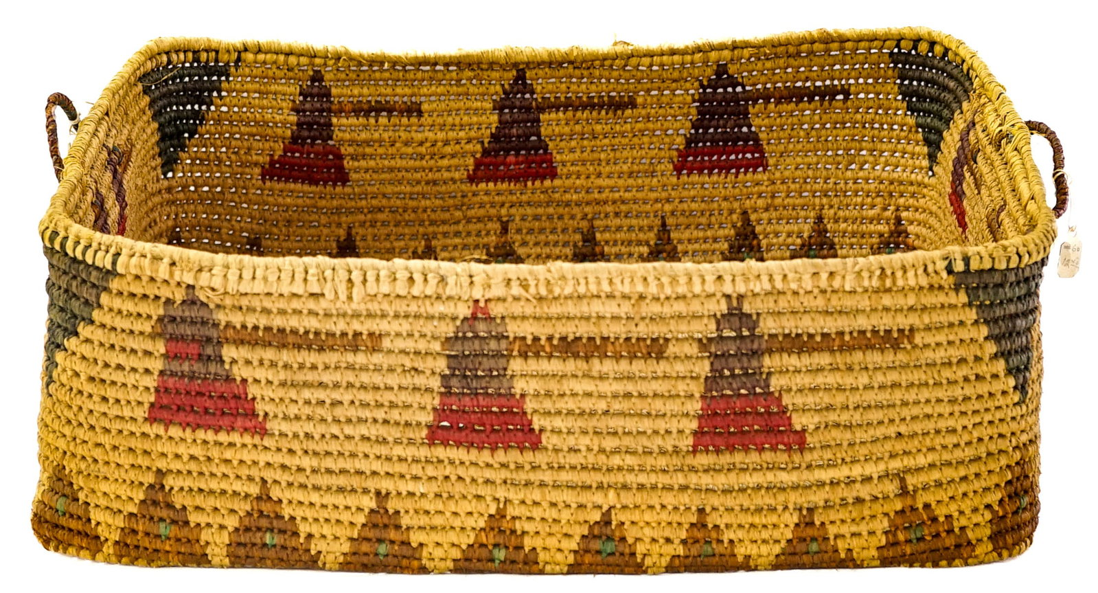 Native American Basket 15.5x12IN [Geometric]: Native American basket measures 15.5 in. x 12 in. x 5 in. high. Basket measures 5.5 in. H x 15.5 in. W x 12 in. D for shipping purposes only. The absence of a condition report does not imply that the 