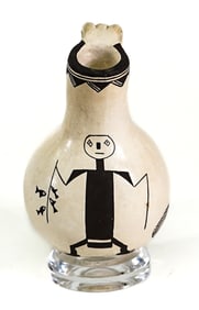 Emma Lewis (Acoma) Pottery Jug w/Stand