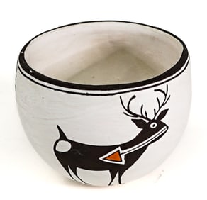 Emma Lewis (Acoma) Heart Line Deer Bowl