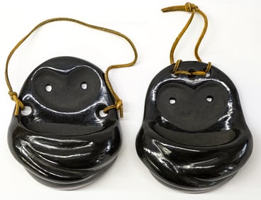 Santa Clara Pueblo Hanging (2) Blackware Pottery
