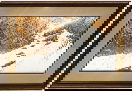 Bev Doolittle 'Doubled Back' Litho SIGNED LTD: Bev Doolittle (American West Artist, b. 1947) limited edition lithograph titled 'Doubled Back' is signed and numbered 6540/15000 lower right. Professionally framed with non-glare glass. Includes origi