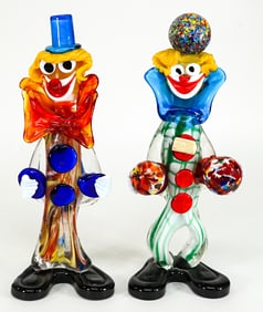 Murano Art Glass Clown Figures (2)