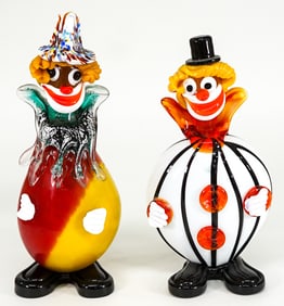 Murano Art Glass Clown Figures (2)