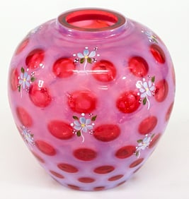 Fenton Hand Painted Vase by C. Smith