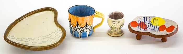 Abstract Studio (4) Artist Signed Pottery