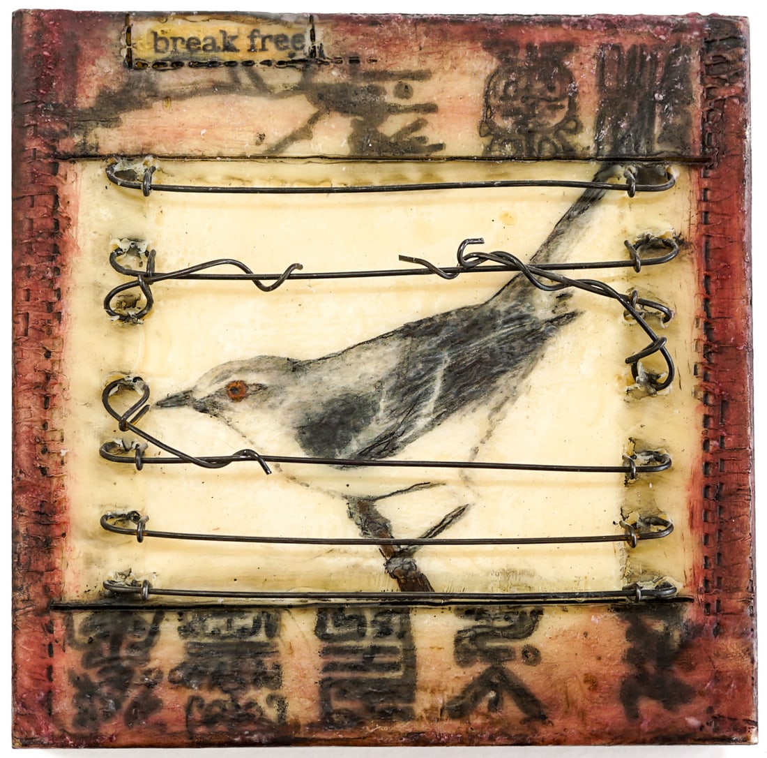 Encaustic and Mixed Media Original [Break Free] (1 of 3)