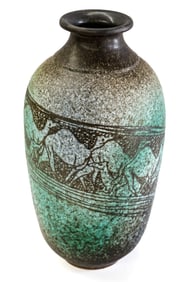 Large 15IN Studio Pottery Vase [Animals]