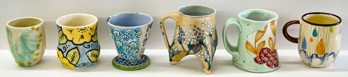 (6) Ceramic (Montana) Cups and Mugs [Floral]