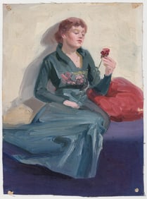 Frederick B. Kress Oil on Canvas [Woman Seated]