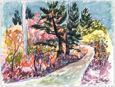 Illegibly Signed Watercolor [Trees, Nature]