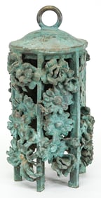Bronze Patinated Floral Unsigned Artisan Lantern