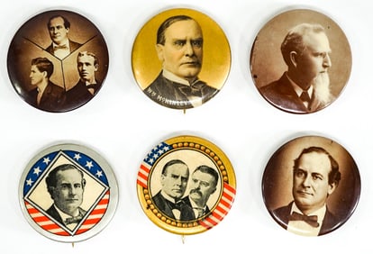 Antique Political Pinback Buttons (6)