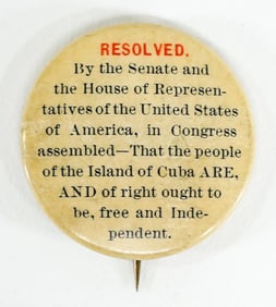 [Cuba] RARE 1898 Teller Amendment Pinback Button