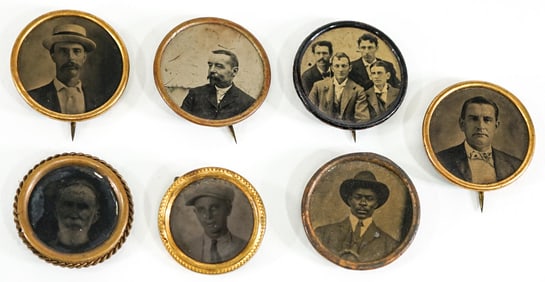 [Mourning Jewelry, Photography] Tintype Pinbacks