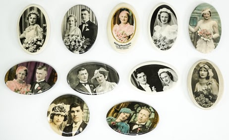Vintage Celluloid Pocket Mirrors (Wedding Photo)