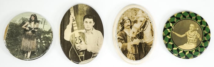 Four Vintage Celluloid Portrait Pocket Mirrors