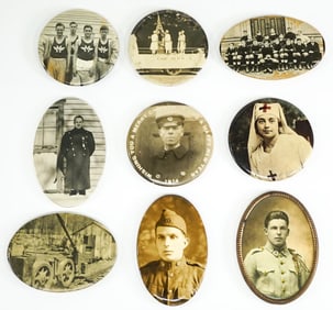 Nine Vintage Celluloid Portrait Pocket Mirrors