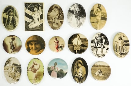 (16) Vintage Celluloid Portrait Pocket Mirrors