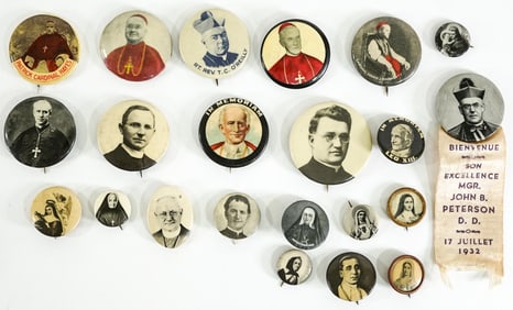 Vintage Religious & Papal Pinback Buttons