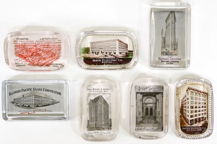 (7) Antique Advertising Paperweights