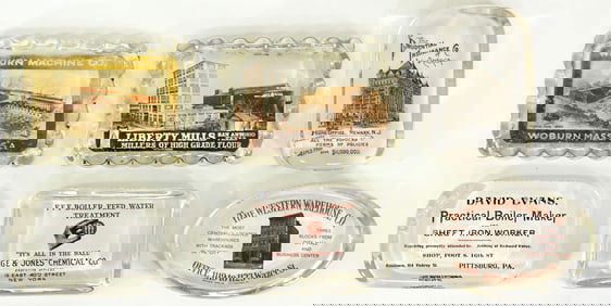 (6) Antique Advertising Paperweights