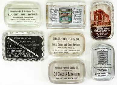 (7) Antique Advertising Paperweights