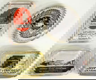 (4) Antique Advertising Paperweights