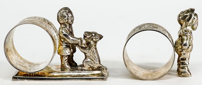 Vintage Silverplate Figural (2) Napkin Rings
