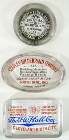 (3) Antique Advertising Paperweights. The absence