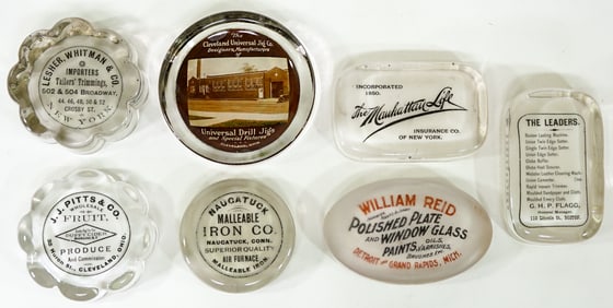 (7) Antique Advertising Paperweights